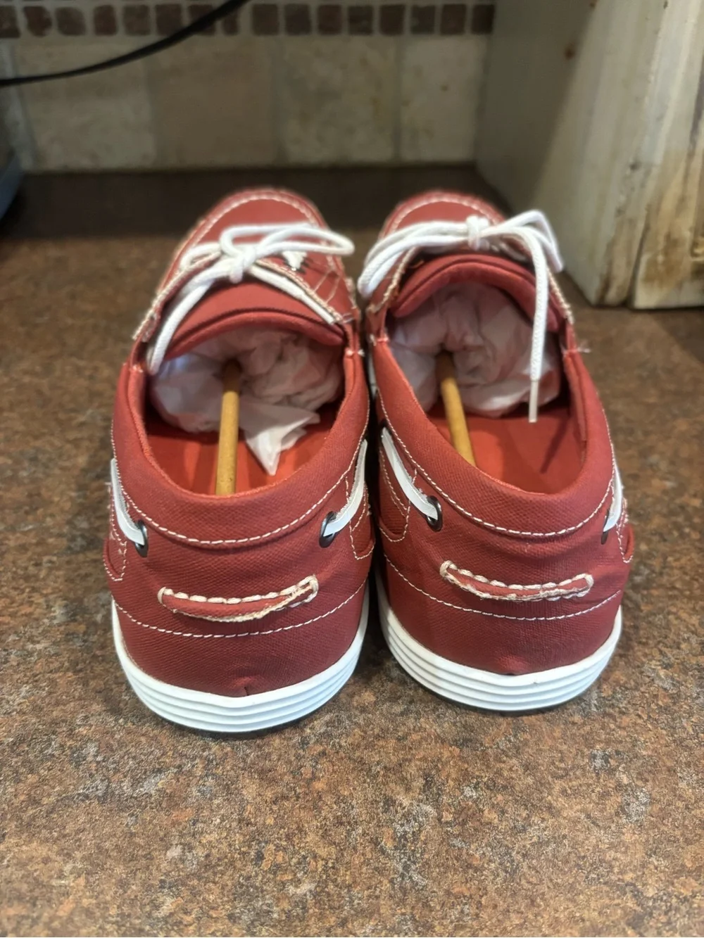 Kenneth Cole Red Boat Shoes with White Laces